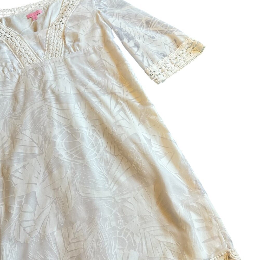 Lilly Pulitzer White Tropical Print Dress Caftan Beach Vacation Size Small Women - Picture 5 of 11